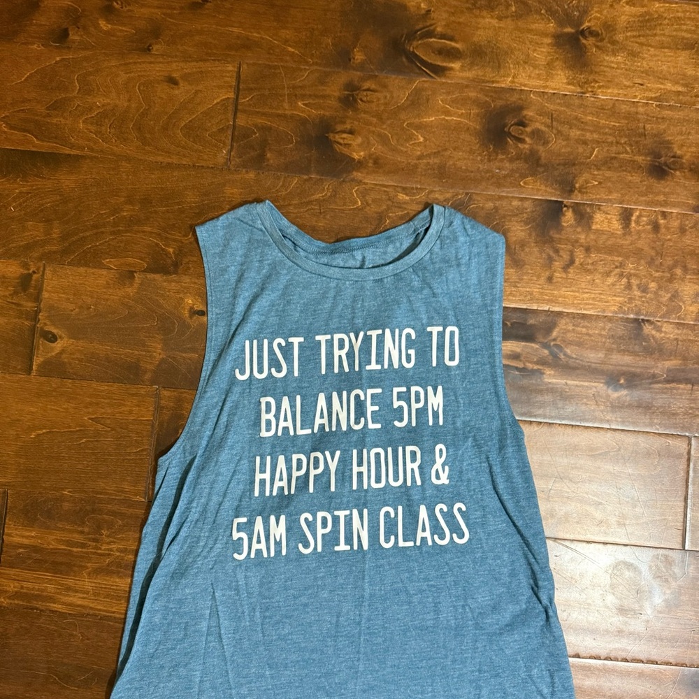 Blue Sleeveless Graphic Tank Top